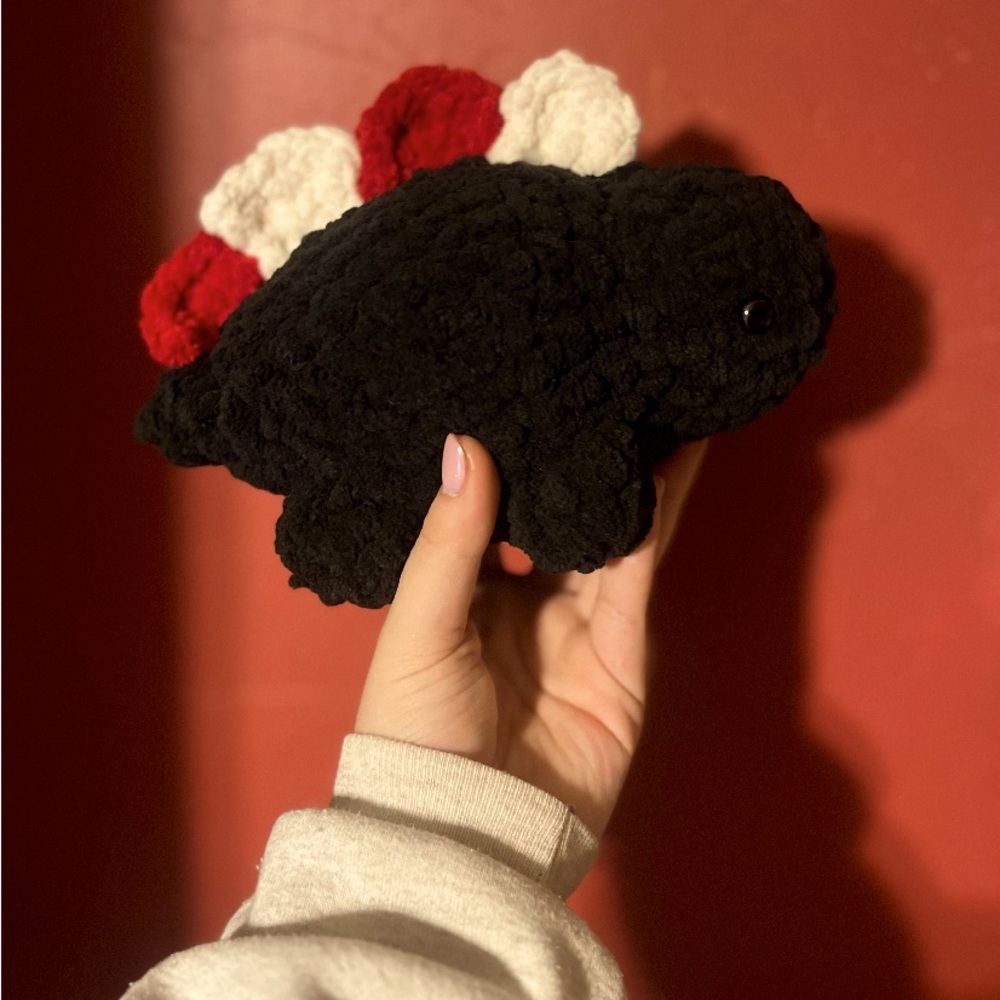 Crocheted Christmas dinosaur!